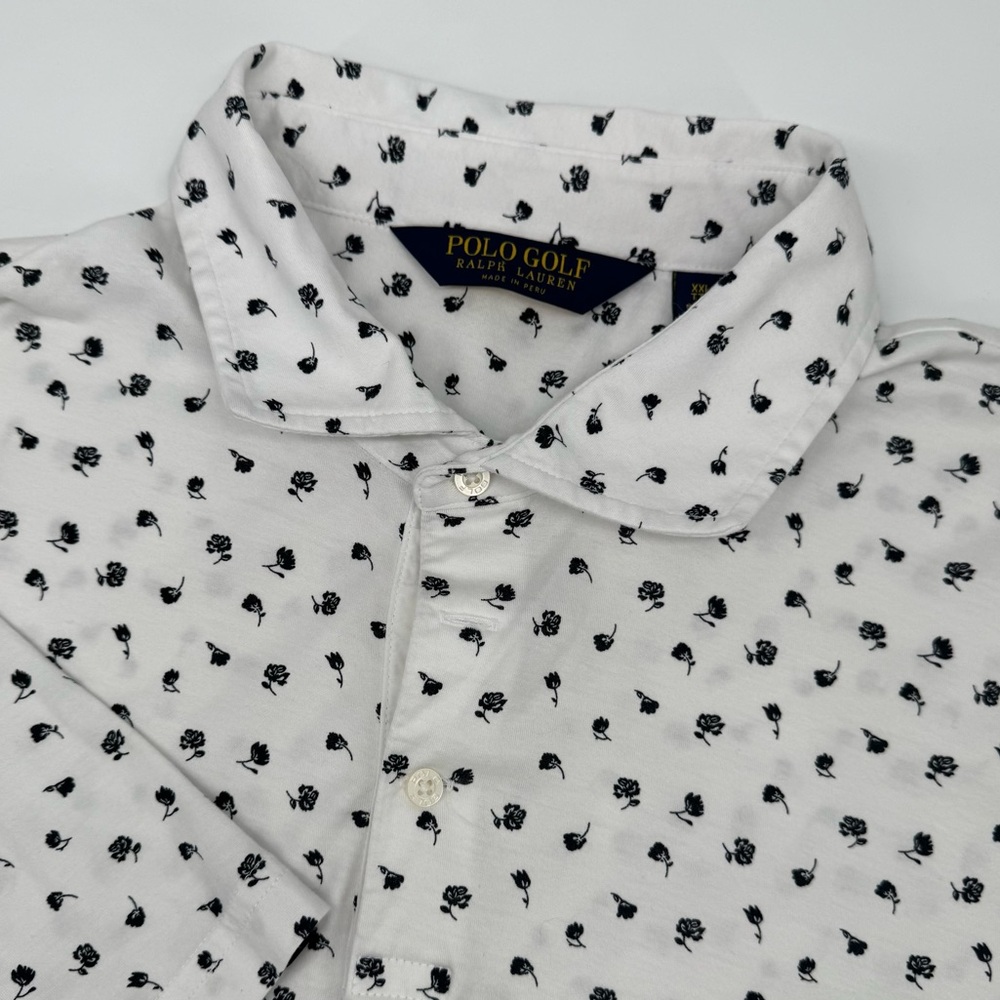Polo Golf Ralph Lauren Men's 2XL 100% Cotton White Black Rose Short Sleeve Polo